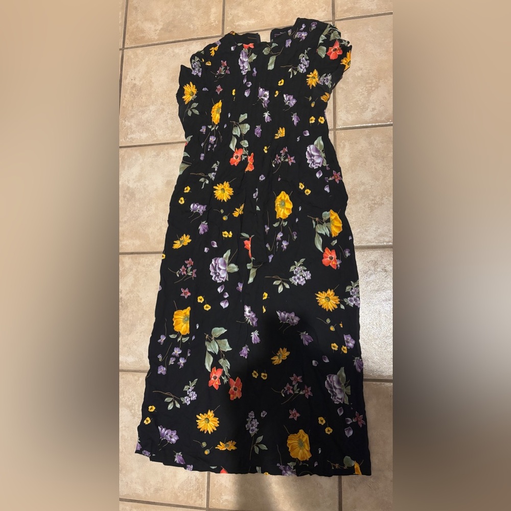 Positive Attitude Black Dress with Floral Accents